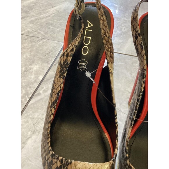 ALDO Shoes Womens Size EU 38 Snake Print Platform Slingback Peep Toe Stiletto - Picture 7 of 7